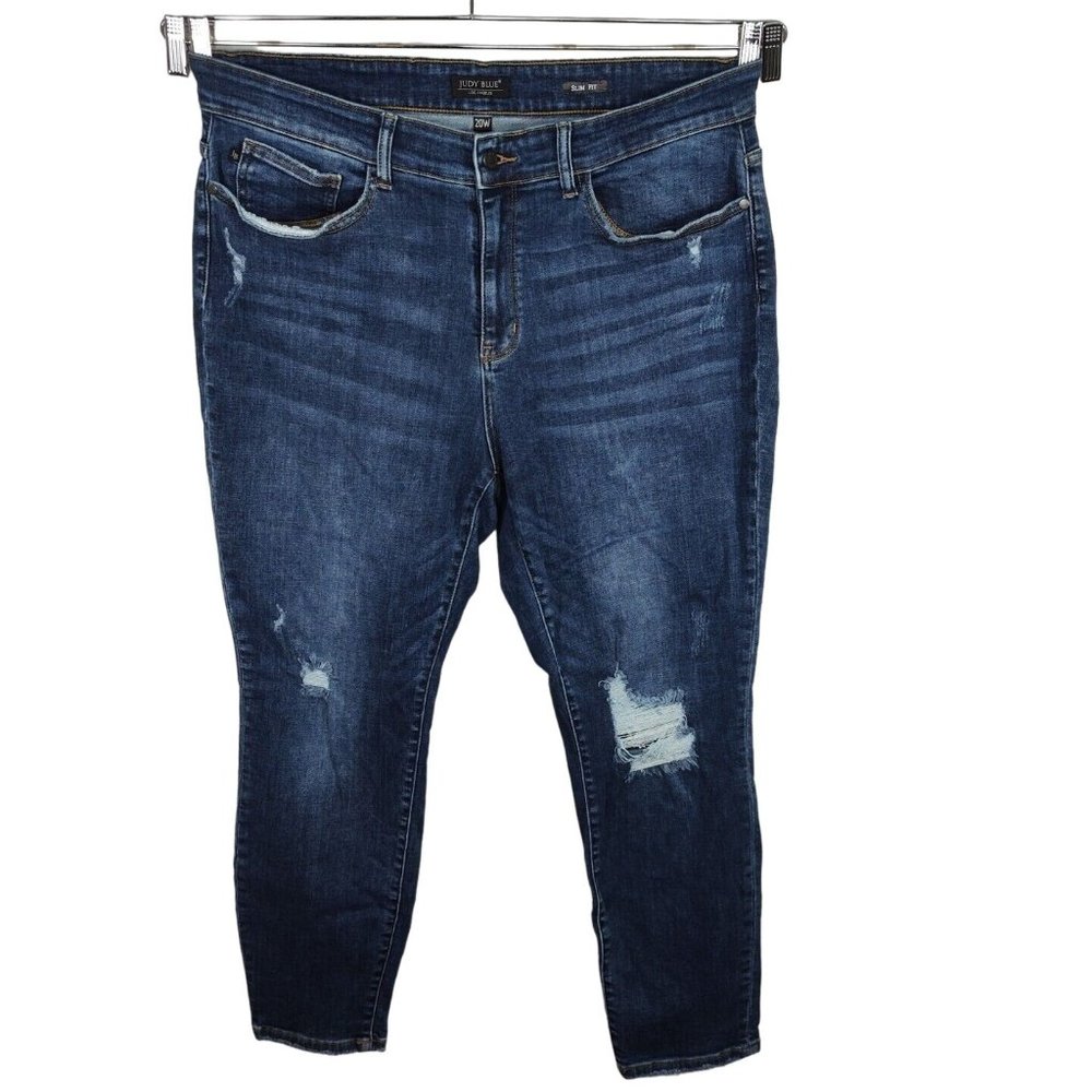 Judy Blue Slim Fit Ripped Jeans Skinny Women Size 20W Distressed JB82204DK-PL